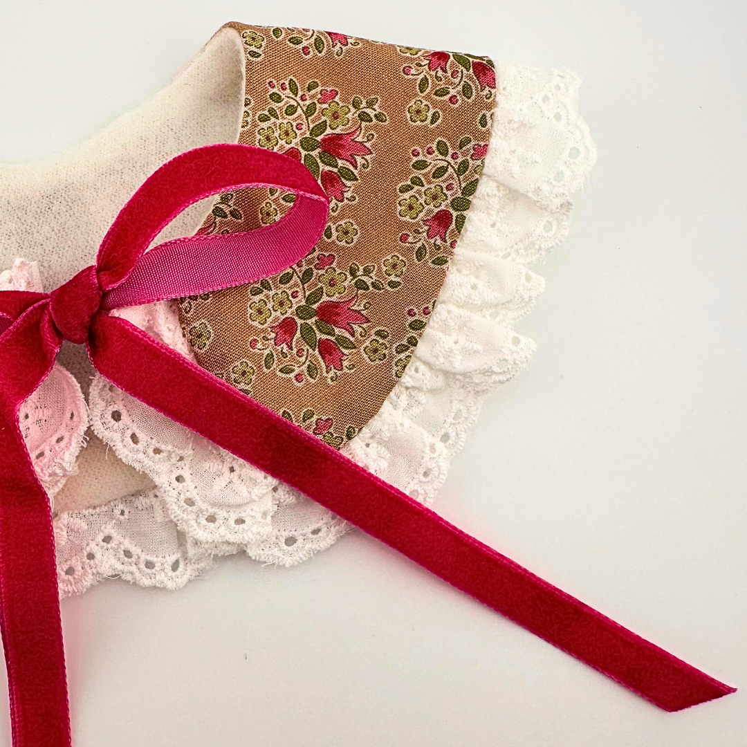 Rose Printed Lace Collar - LuLu Pink