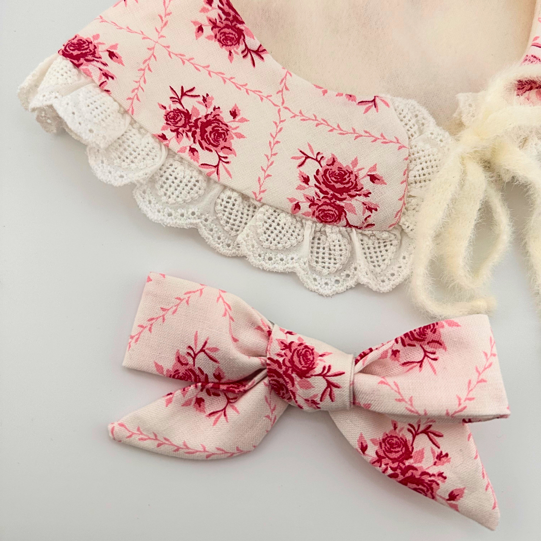 Rose Lace Collar and Bow Set