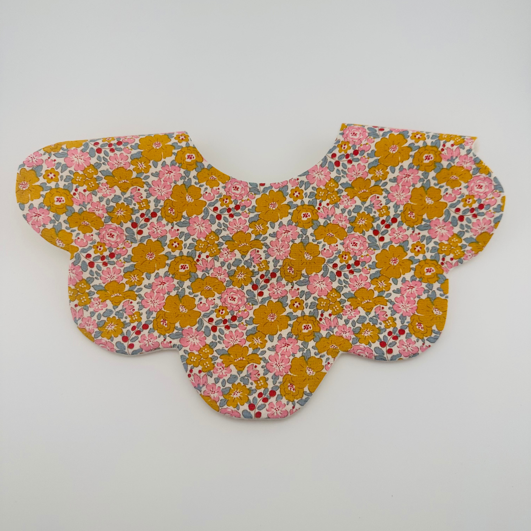 Scalloped Baby Bib – Yellow, Pink and Blue Floral