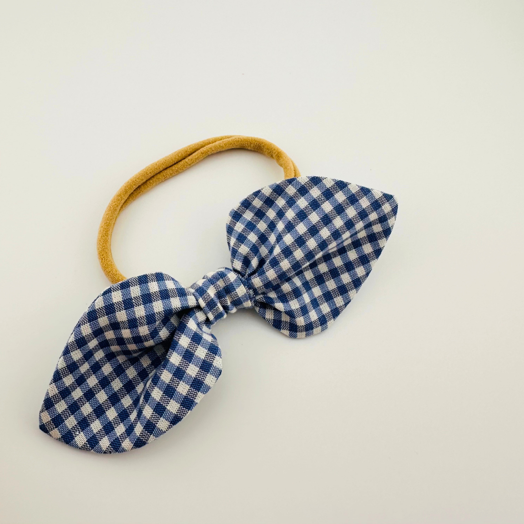 Blue Gingham Soft Baby Headband