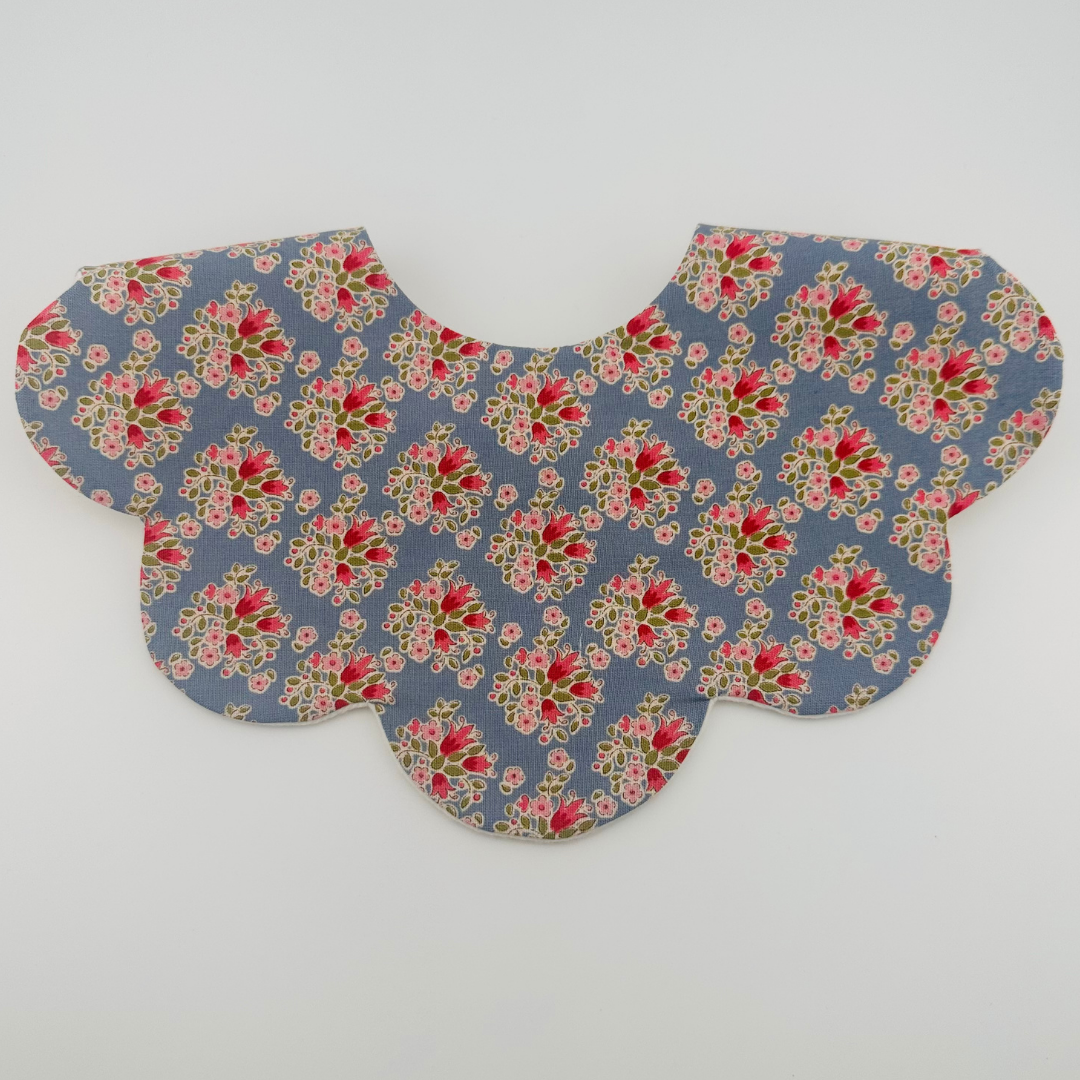 Scalloped Baby Bib – Blue and Pink Floral Print