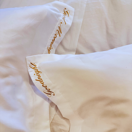 Luxury 600 Thread Count Embroidered Oxford Pillowcase Pair