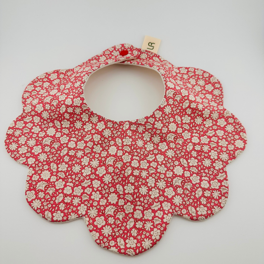Scalloped Baby Bib – Pink and Cream Floral Print
