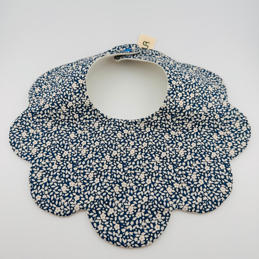 Scalloped Baby Bib – Blue Floral Print