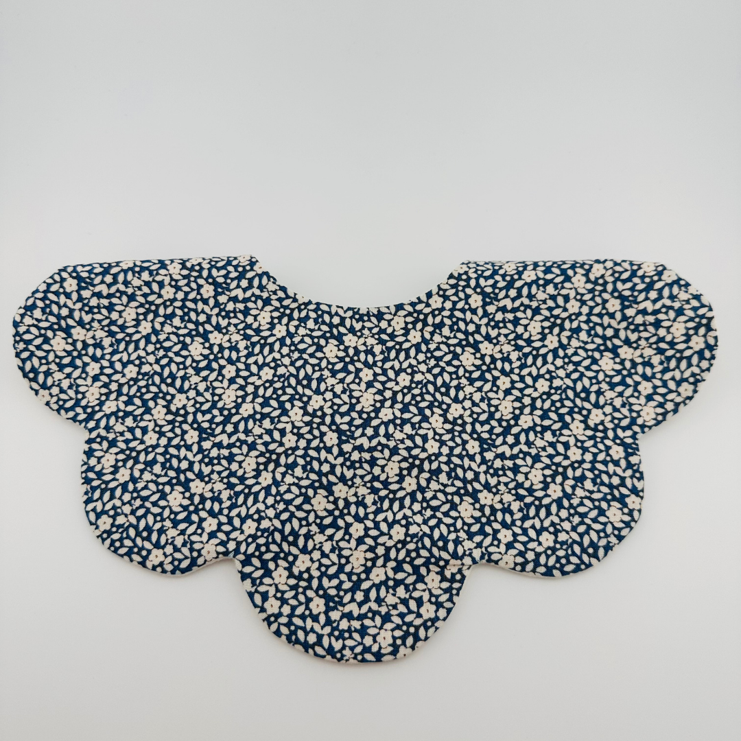 Scalloped Baby Bib – Blue Floral Print