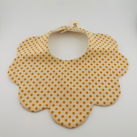Scalloped Baby Bib – Yellow Polka Dot