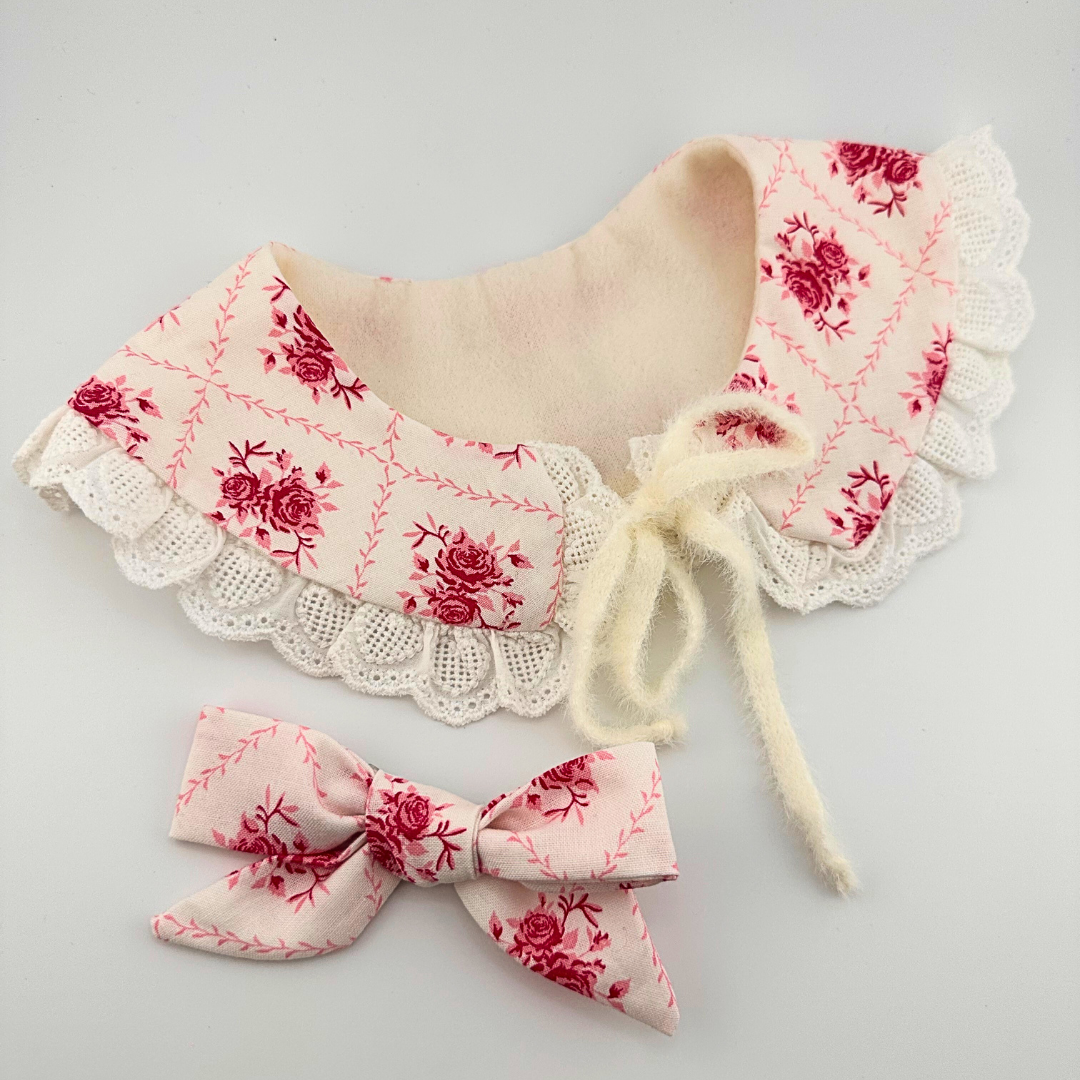 Rose Lace Collar and Bow Set