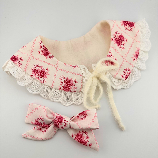 Rose Lace Collar and Bow Set