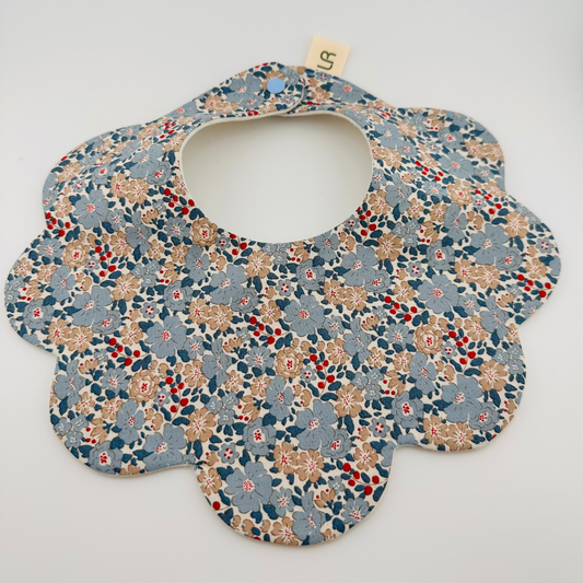 Scalloped Baby Bib – Blue Floral Print