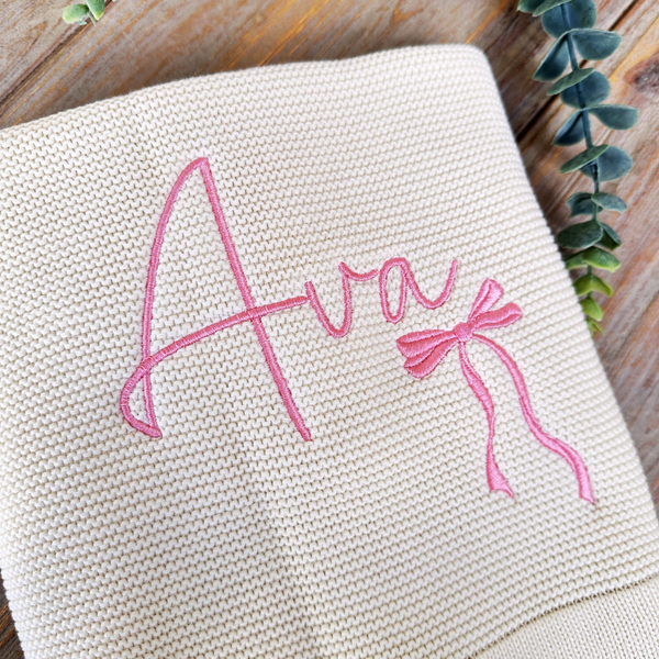 Personalised Baby Name Blanket with Bow