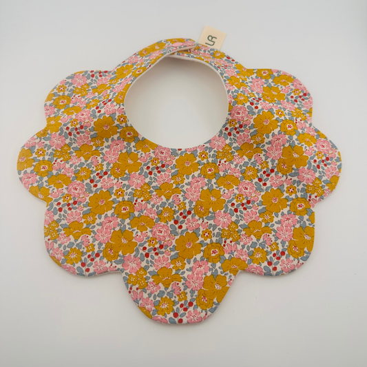 Scalloped Baby Bib – Yellow, Pink and Blue Floral