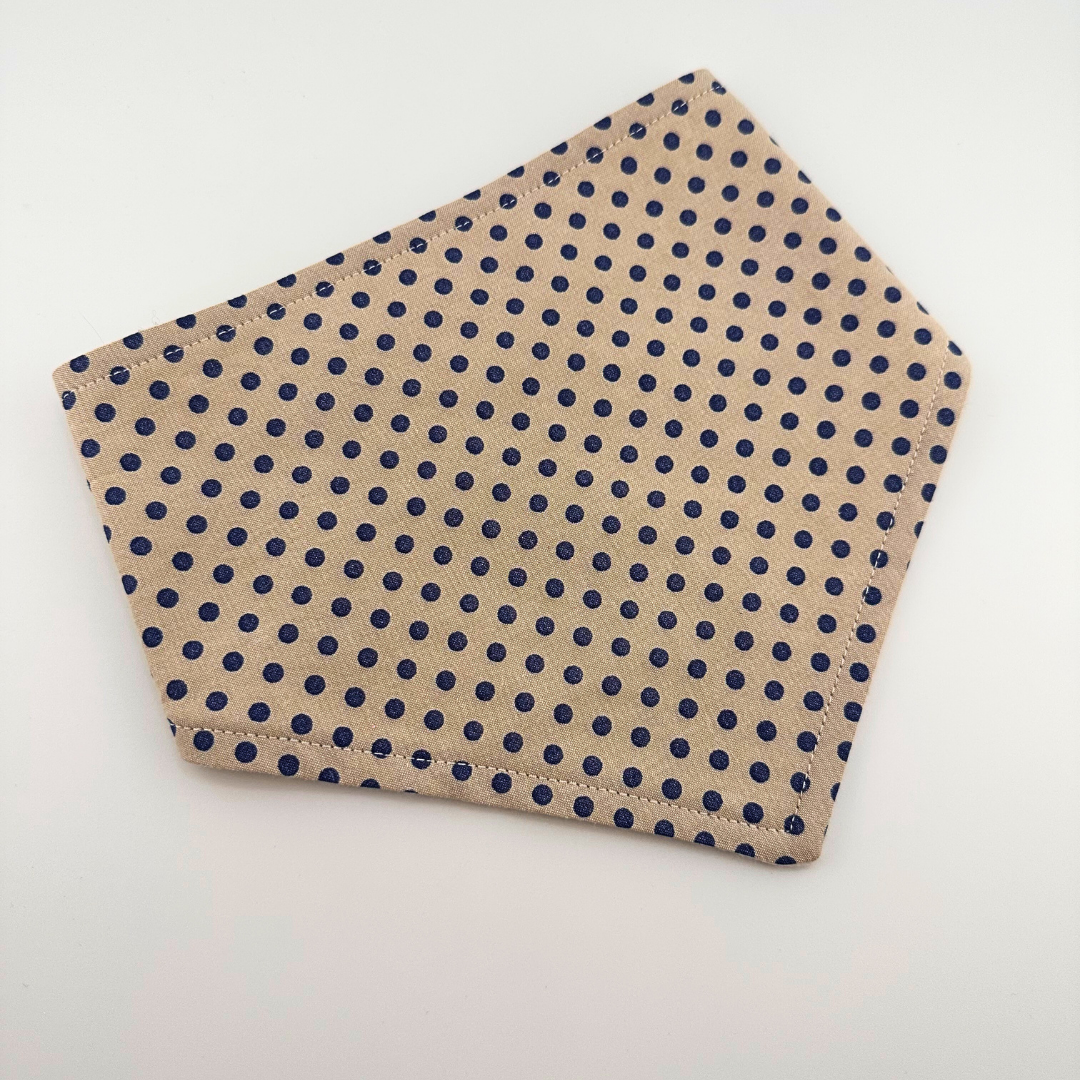 Beige and Navy Polka Dot Bandana Bib