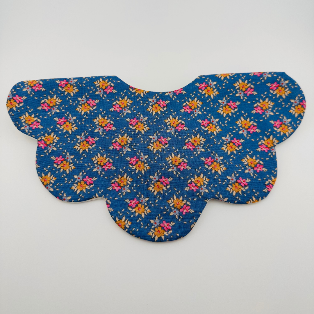Scalloped Baby Bib – Blue and Pink Floral Print