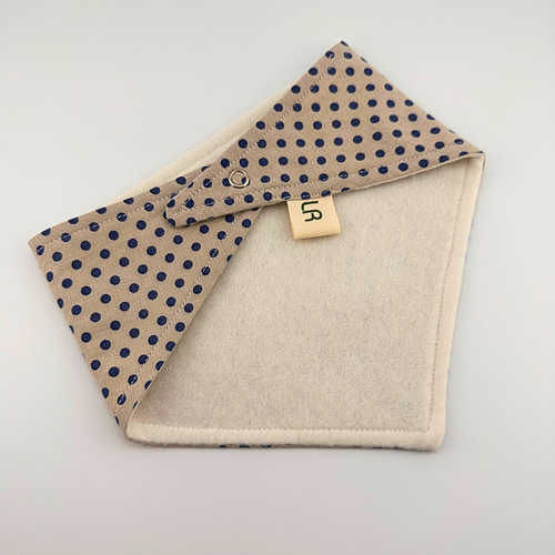 Beige and Navy Polka Dot Bandana Bib