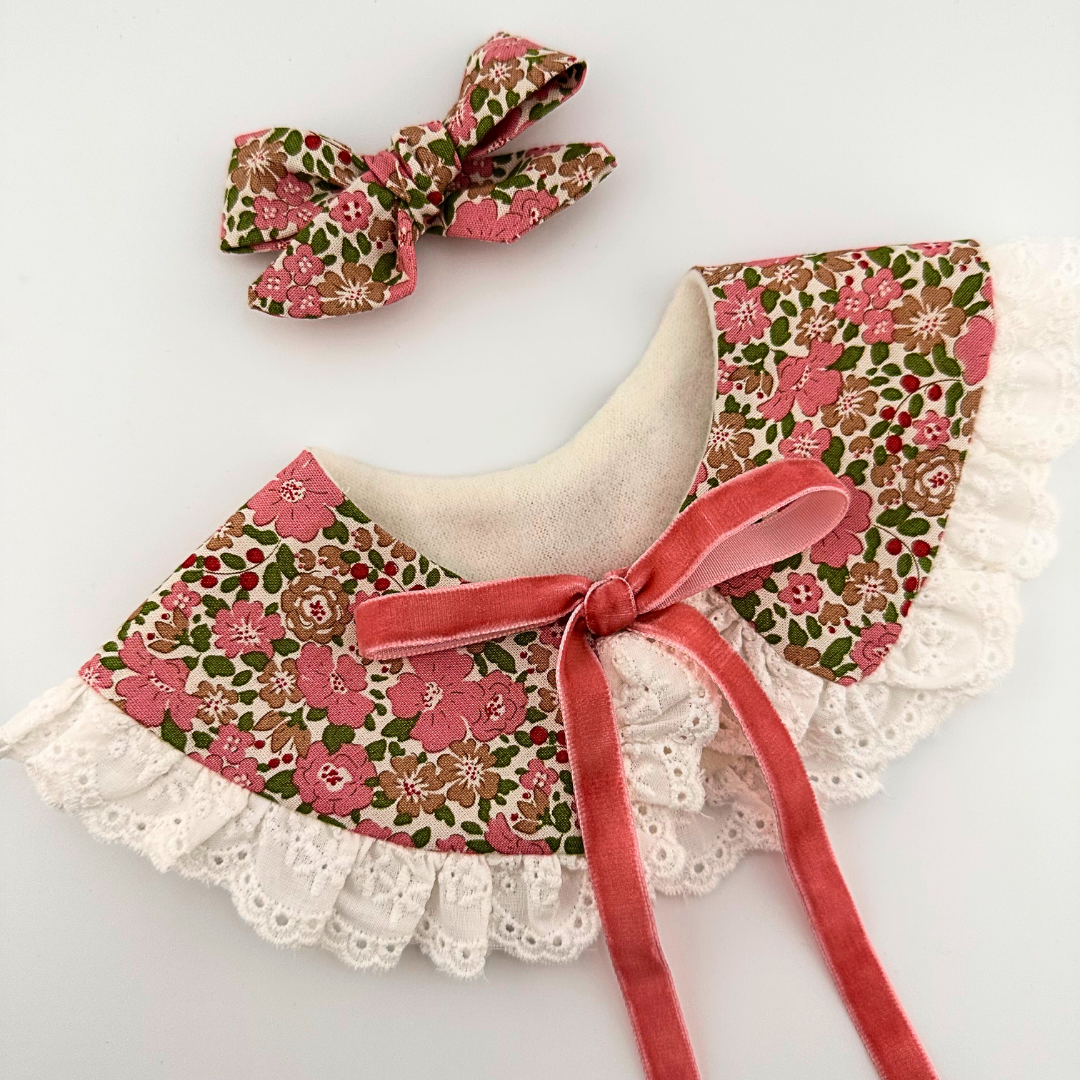 Rose Printed Lace Collar - Harper Pink