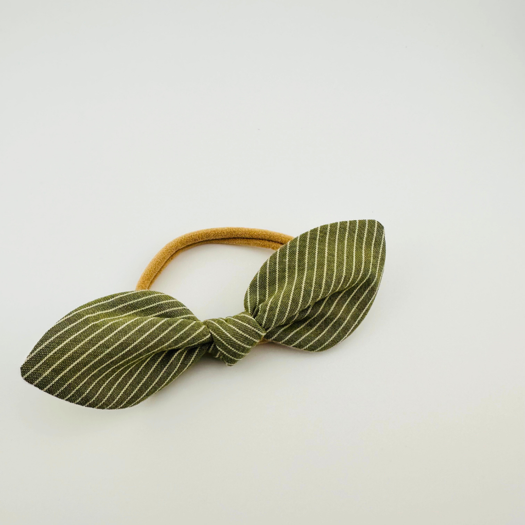 Green Stripe Soft Baby Headband