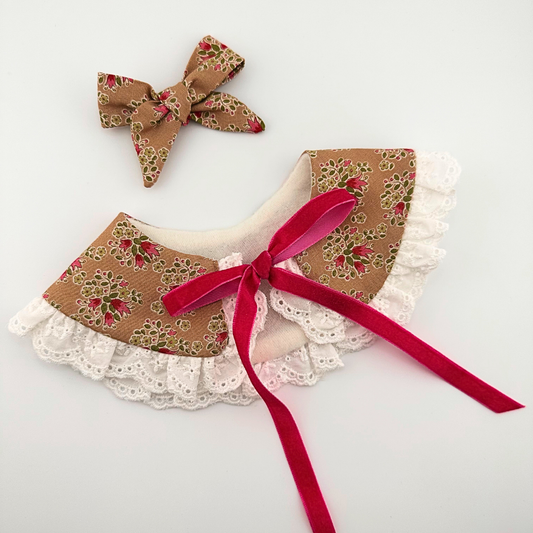 Rose Printed Lace Collar - LuLu Pink