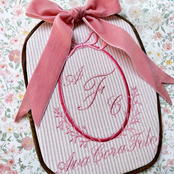 Custom Pink Embroidered Wall Hanging