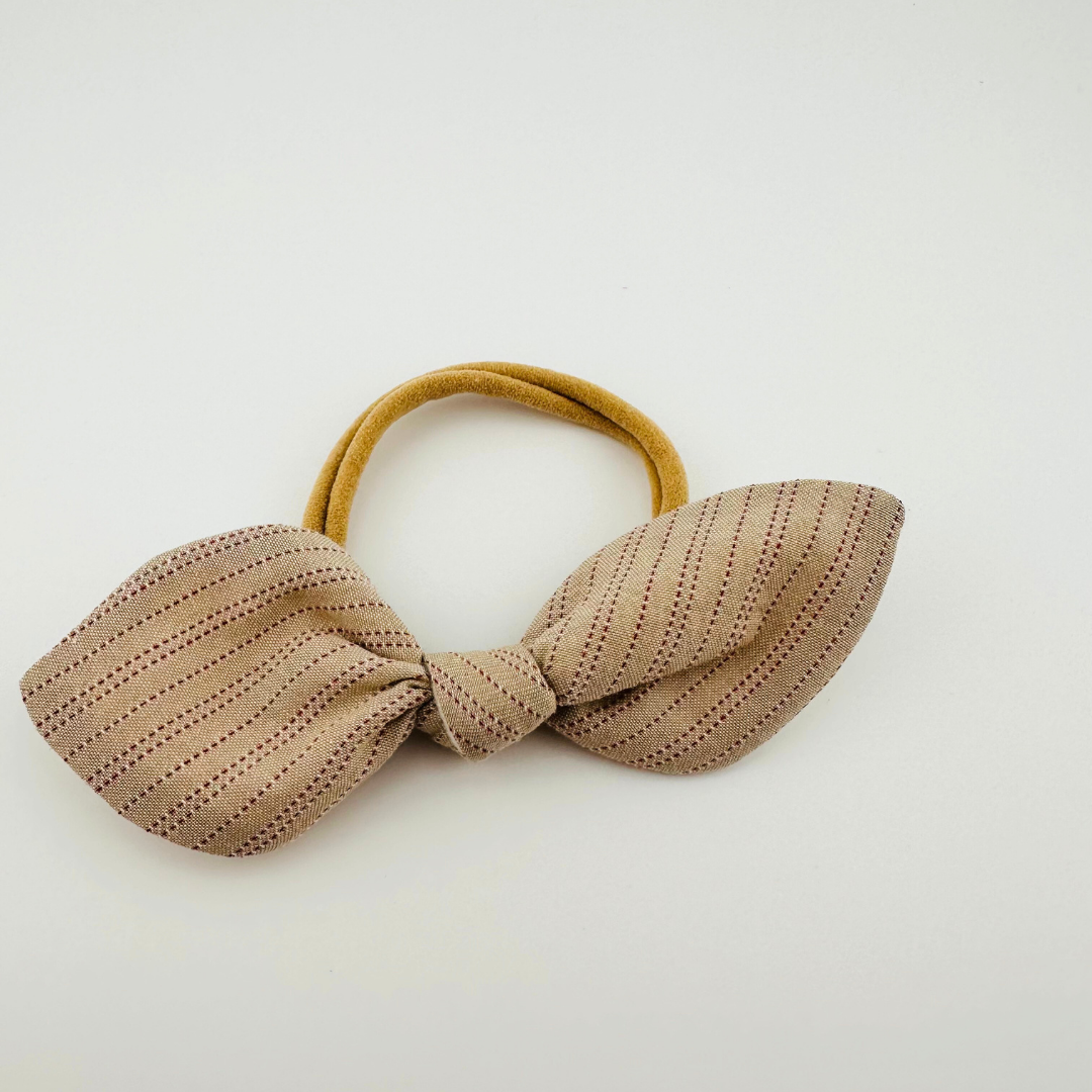 Beige and Red Stripe Soft Baby Headband