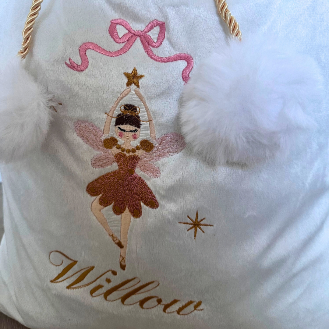 Sugar Plum Fairy Christmas Present Sack - Personalised with Name