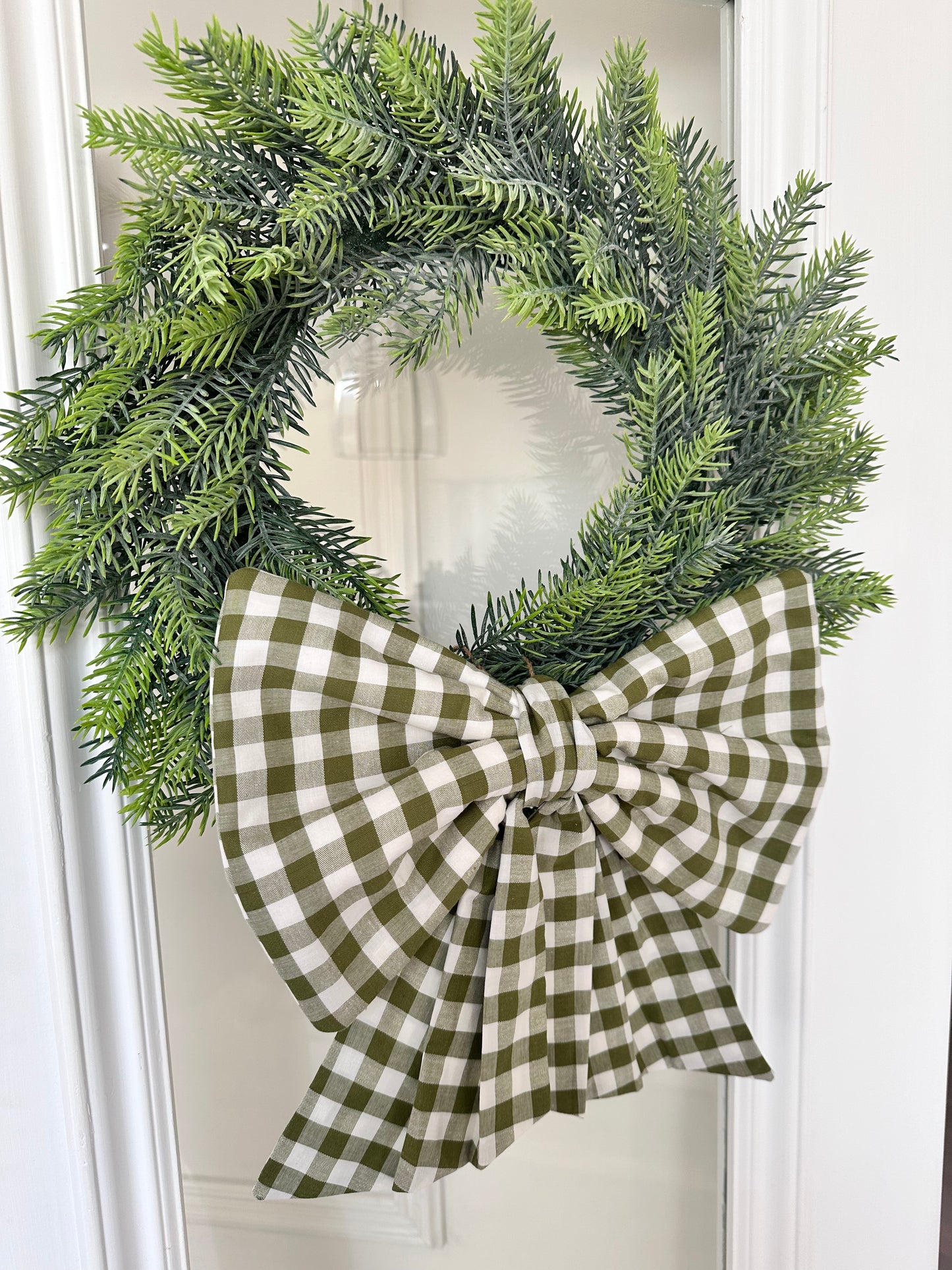 Olive Gingham Bow Large