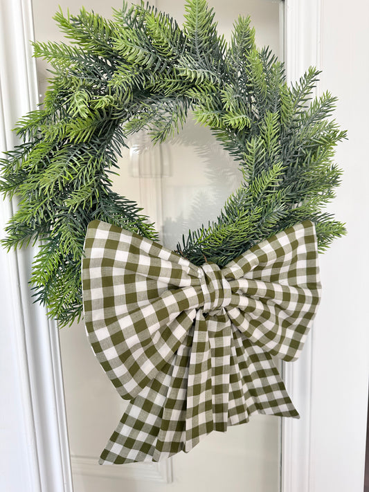 Olive Gingham Bow Large